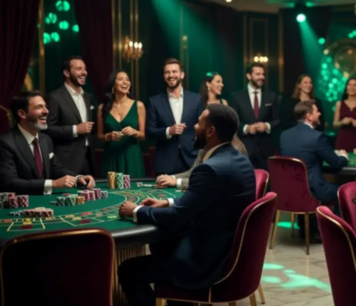 Elegancka celebracja w kinowym klimacie z gośćmi przy stołach do gier