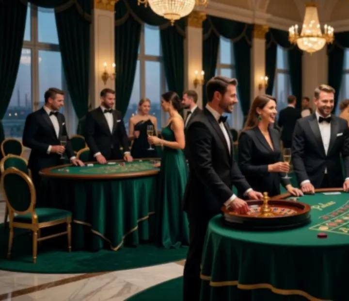 Elegancka firmowa kolacja z mobilnym stołem do ruletki i pokerem podczas integracji JOKA-TOOLS JOLANTA BIEDRZYCKA-XU.