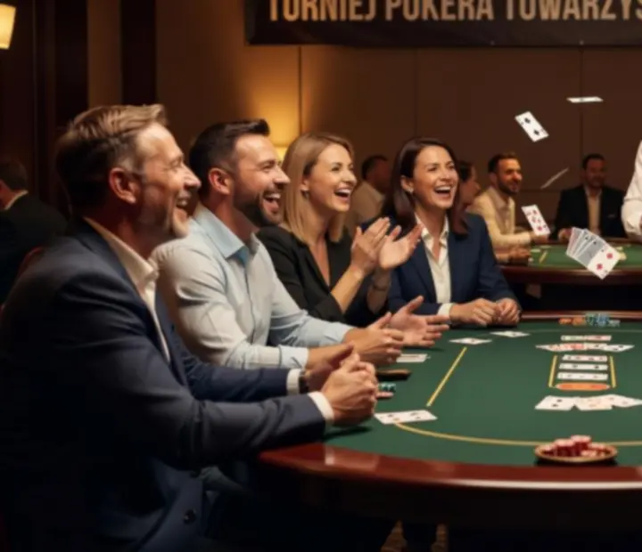 Stół pokerowy z uczestnikami podczas wieczoru organizowanego przez JOKA-TOOLS JOLANTA BIEDRZYCKA-XU