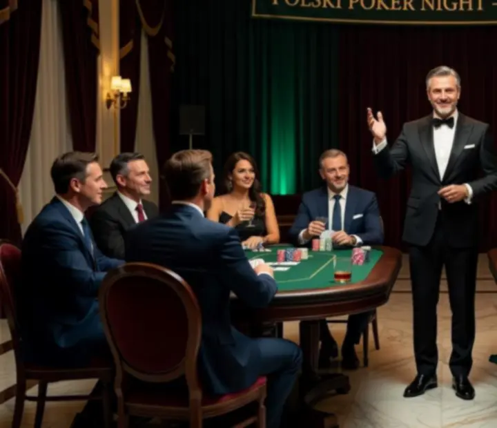 Elegancki wieczór pokerowy z gośćmi przy profesjonalnym stole