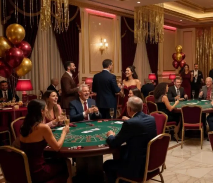 Prywatne przyjęcie w klimacie Las Vegas z mobilnym stołem do gry